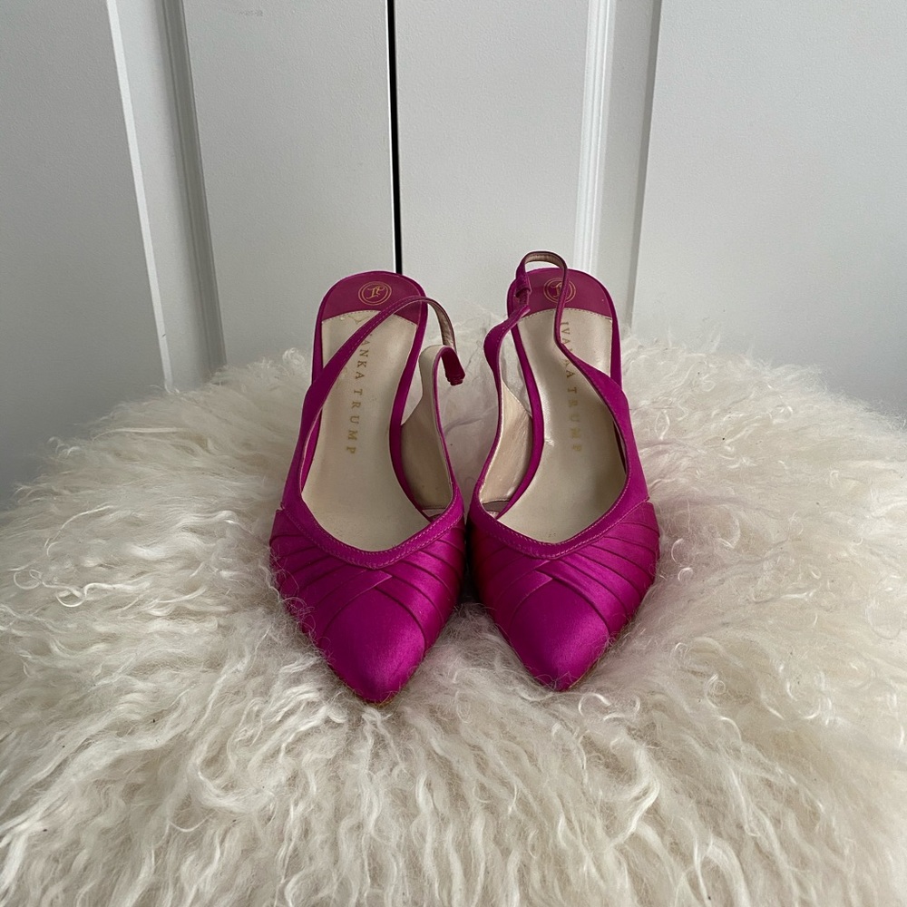 Ivanka Trump Satin Slingback Heels 7
